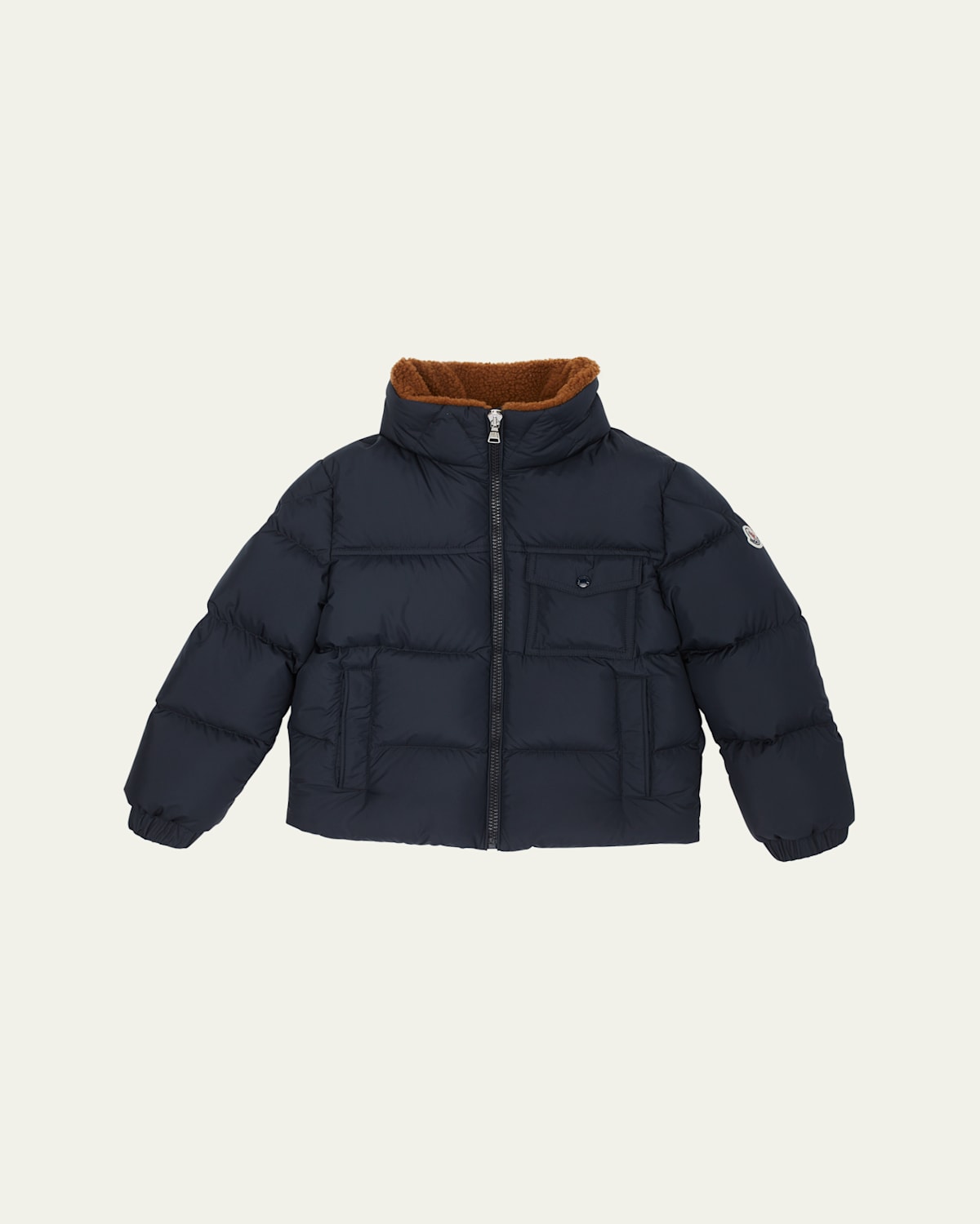 Moncler Boy's Cayden Faux Fur Trim Jacket In Dark Blue