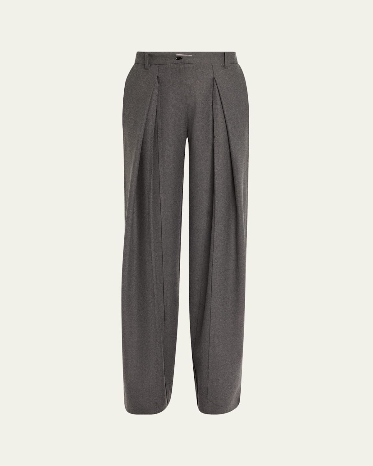 Box Pleat Raw Edge Wool Trousers