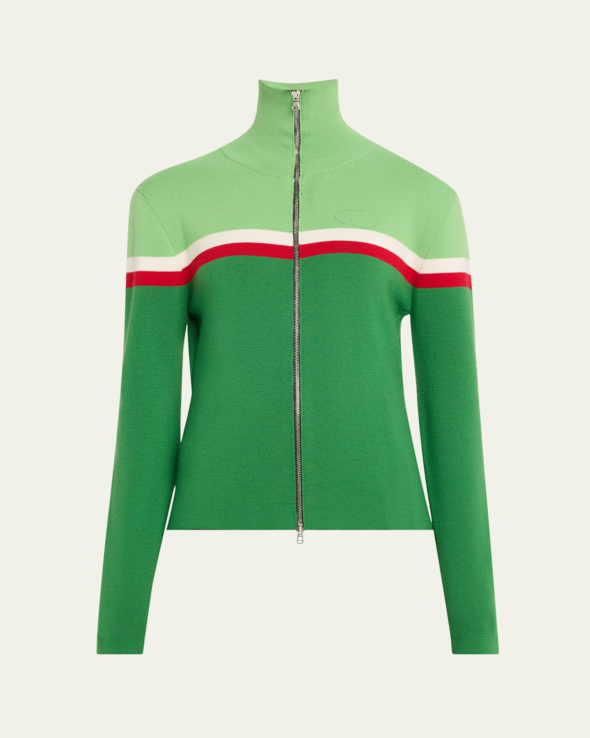 Slim Colorblock Zip Wool Jacket