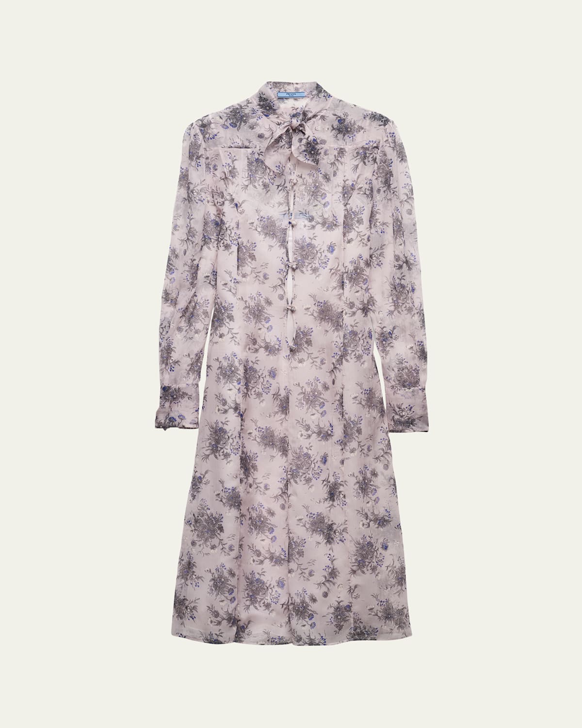 Prada Floral-print Chiffon Midi Dress In Rosa