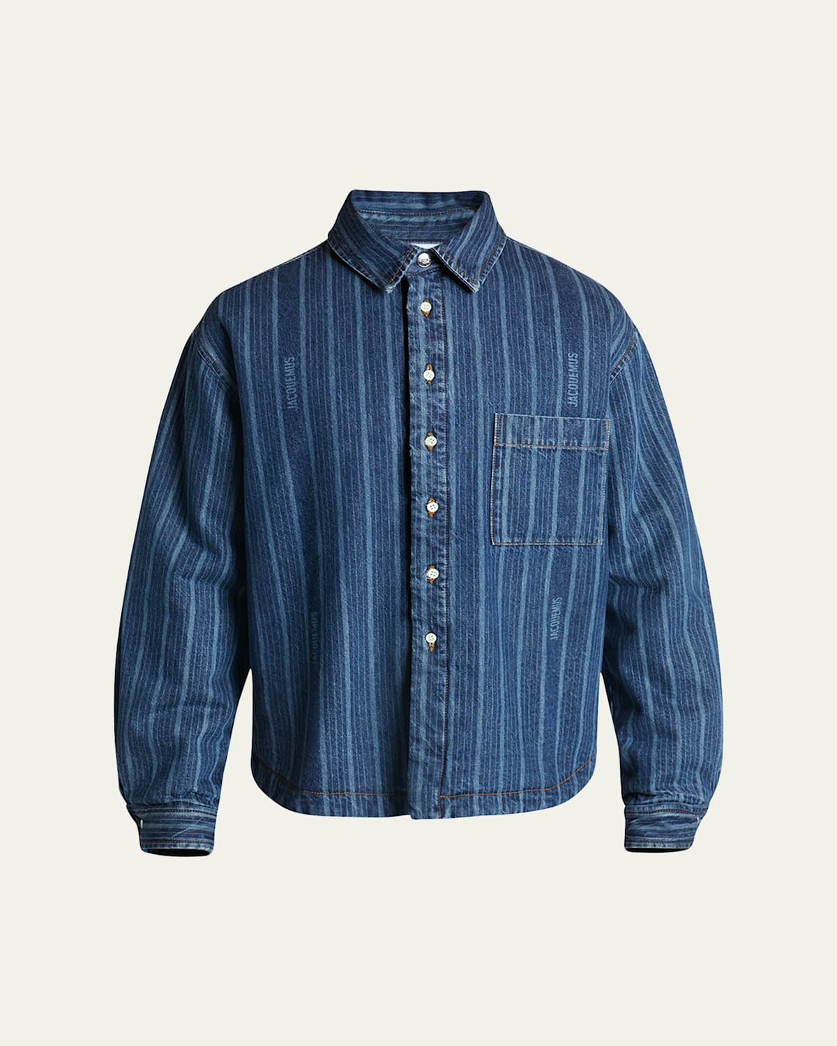Jacquemus La Chemise Boulanger Blue Stripe Cotton Shirt In Print Blue Stripe