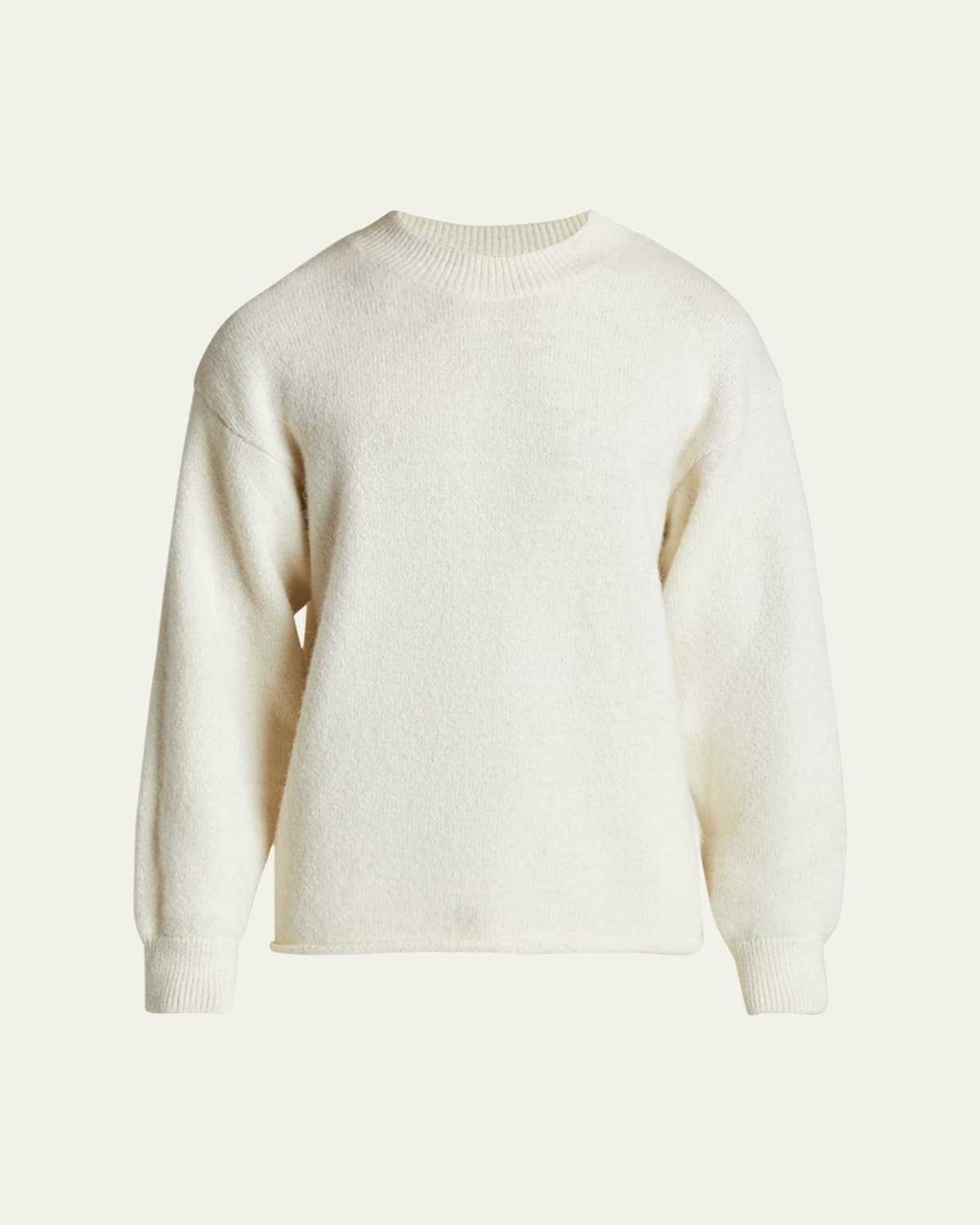 Jacquemus Men's Brushed Logo Sweater In Light Beige