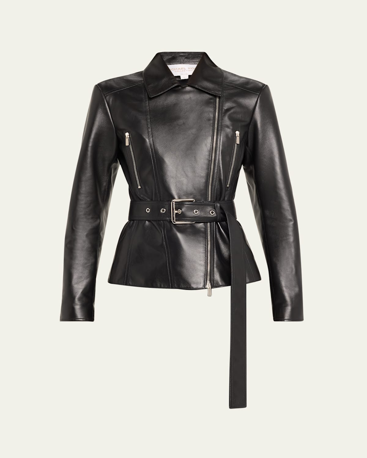 Leather Belted Moto Jacket