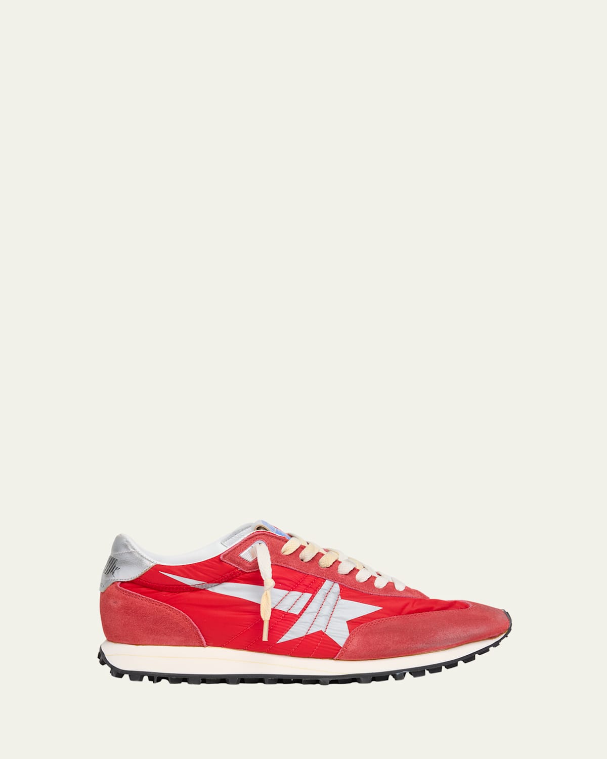 Golden Goose Marathon Sneakers With Red Nylon Upper And Silver Star Shoes In Red