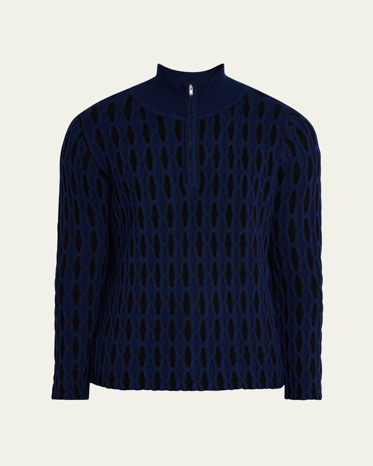 Men's Diamond Jacquard Quarter-Zip Sweater
