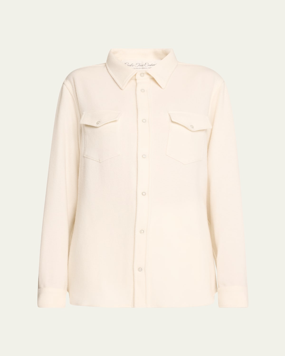 God's True Cashmere Gods True Cashmere Womens Oatmeal Rose Quartz Unisex Rose Quartz Gemstone-embellished Cashmere Shirt In Cream