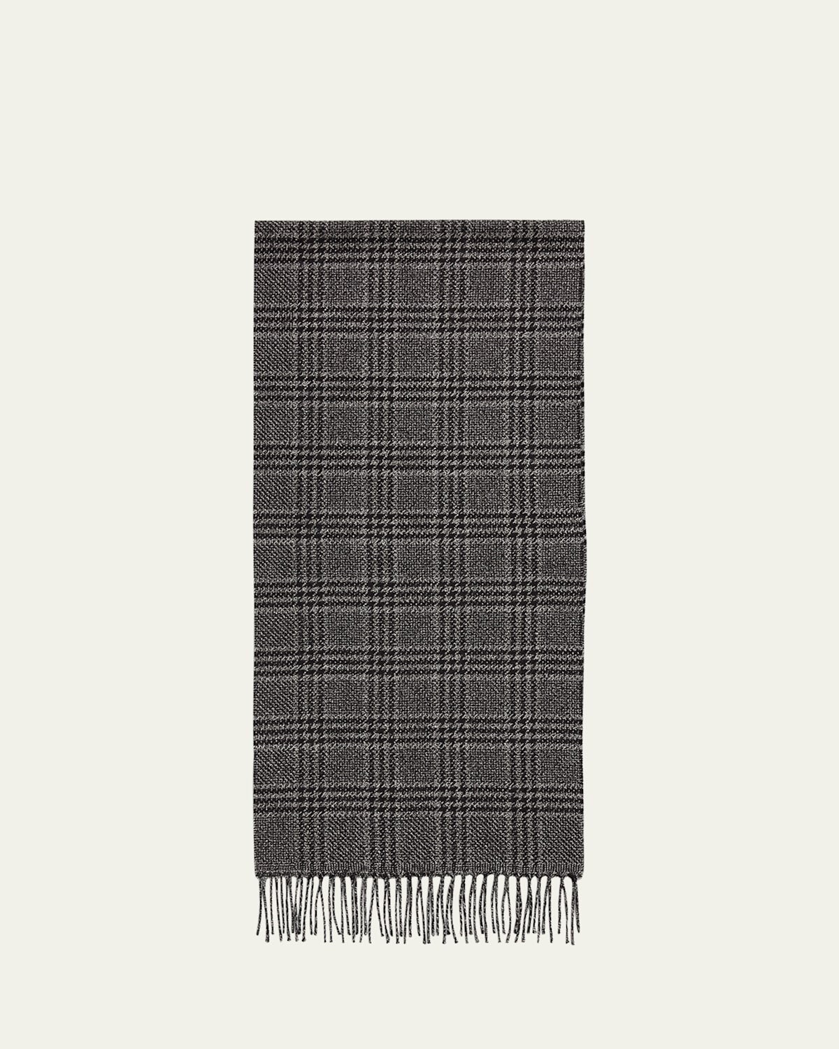 Piacenza 1733 Men's Houndstooth Plaid Silk Cashmere Scarf