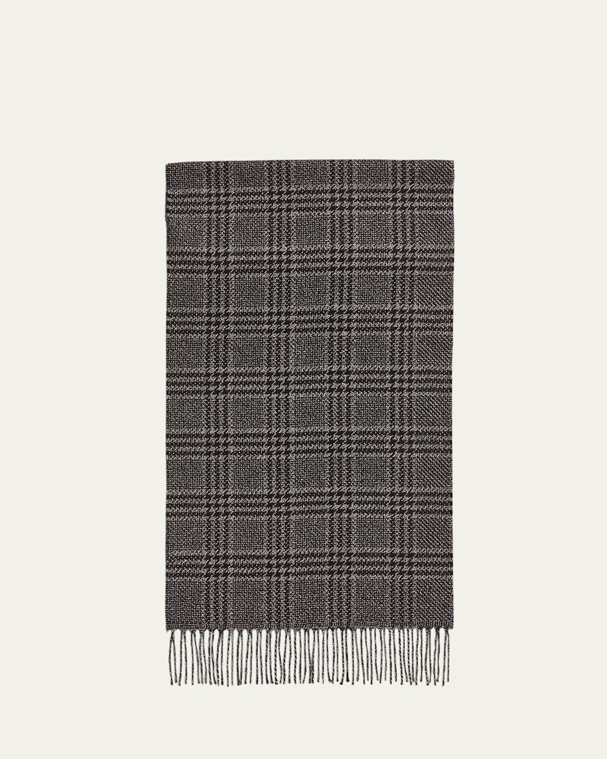 Men's Houndstooth Plaid Silk Cashmere Scarf