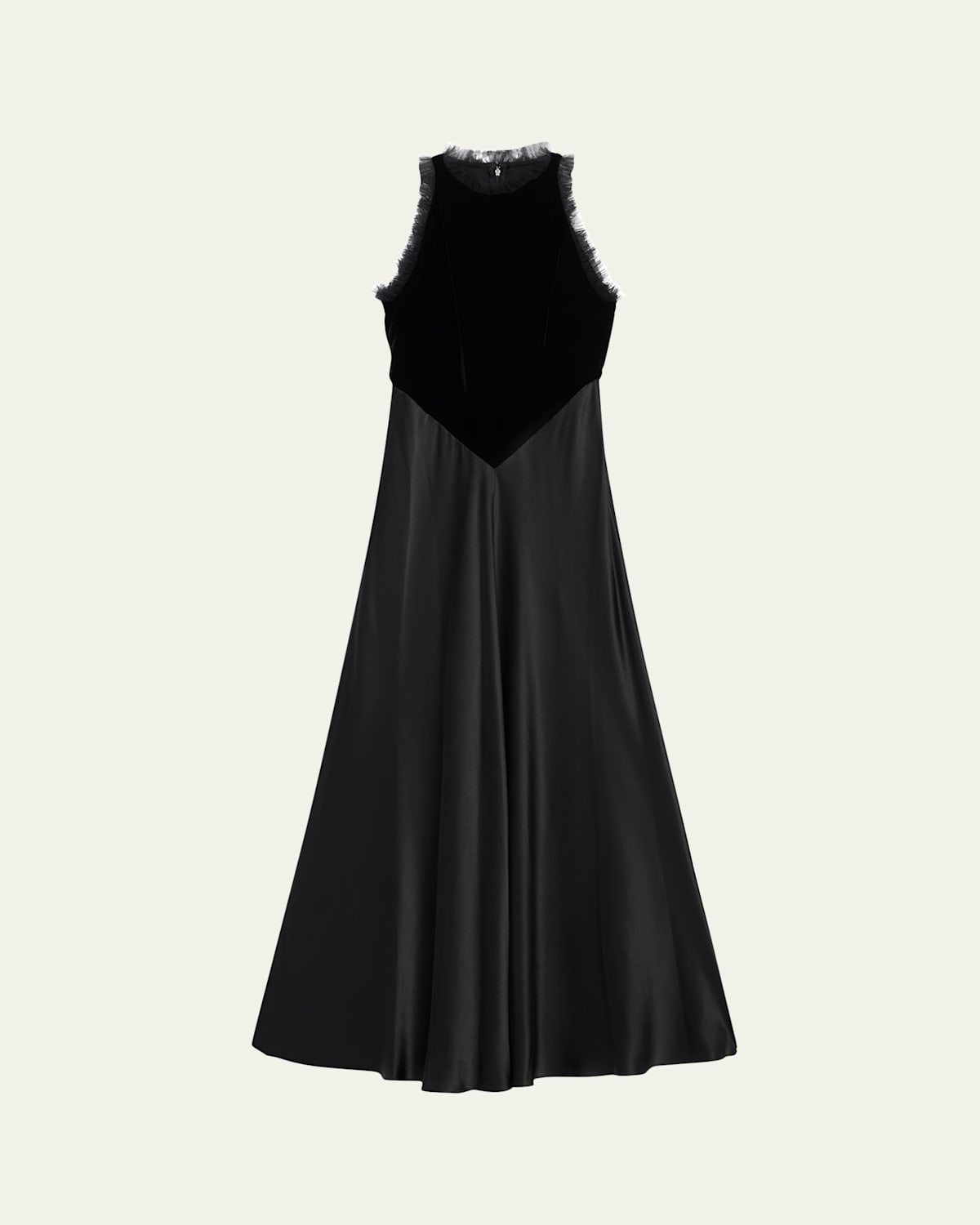 Tulle Ruffle Satin Velvet Maxi Dress