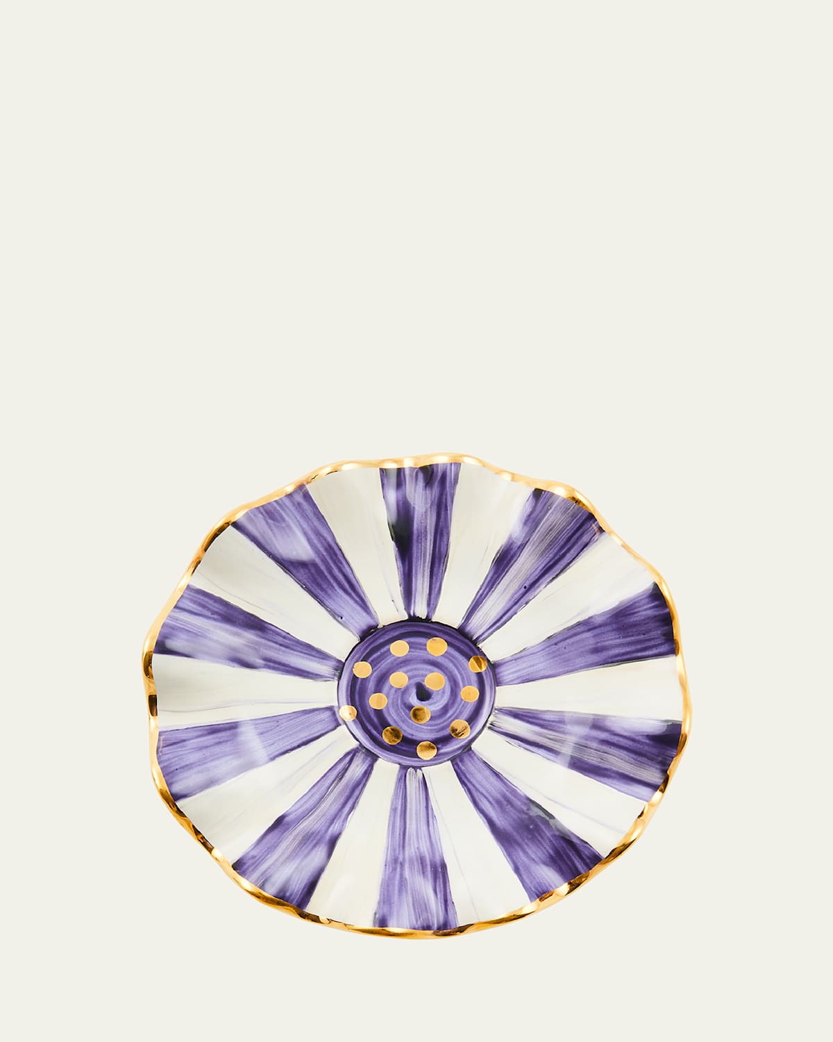 Mackenzie-childs Plum Check Ceramic Saucer In Animal Print