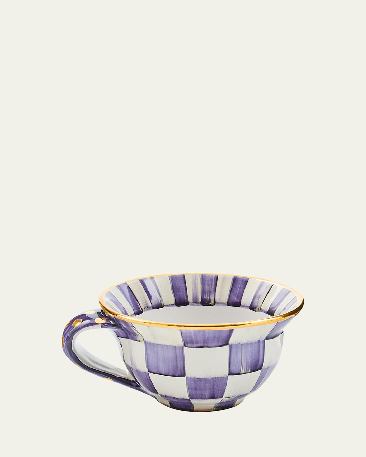 Mackenzie-childs Plum Check Ceramic Teacup In Multi