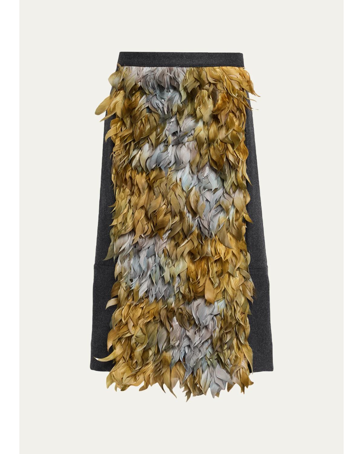 Plan C Wool-blend Sequin Midi Skirt In Black