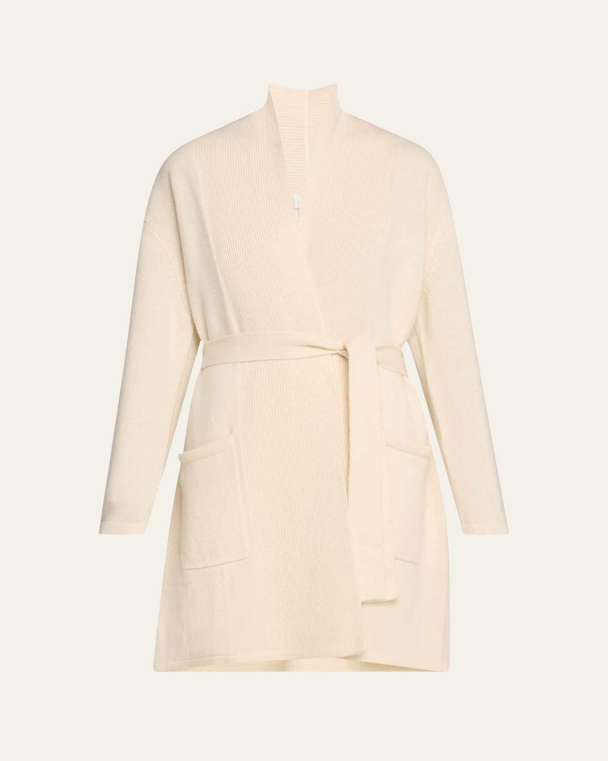 Ribbed Cashmere Short Wrap Robe