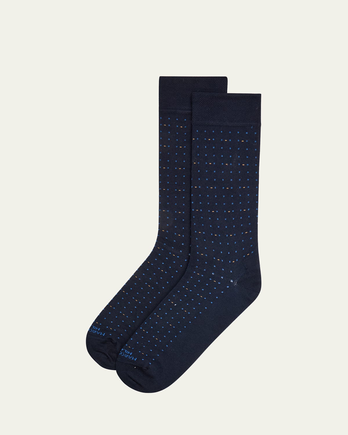 Marcoliani Men's Luxury Yarns Micro Dot Mid-calf Socks In Navy