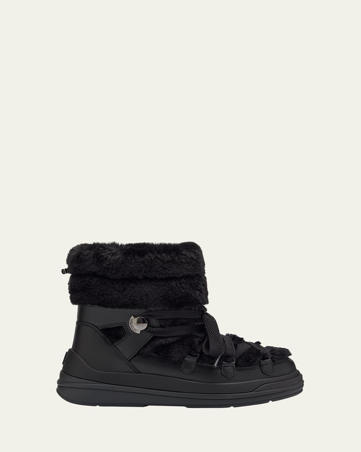 MONCLER INSOLUX LEATHER FAUX FUR SNOW BOOTS 