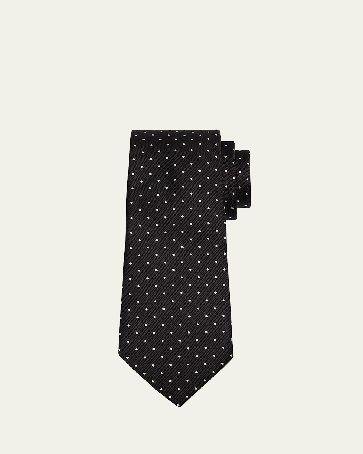 Tom Ford Men's Polka Dot Silk Tie In Black