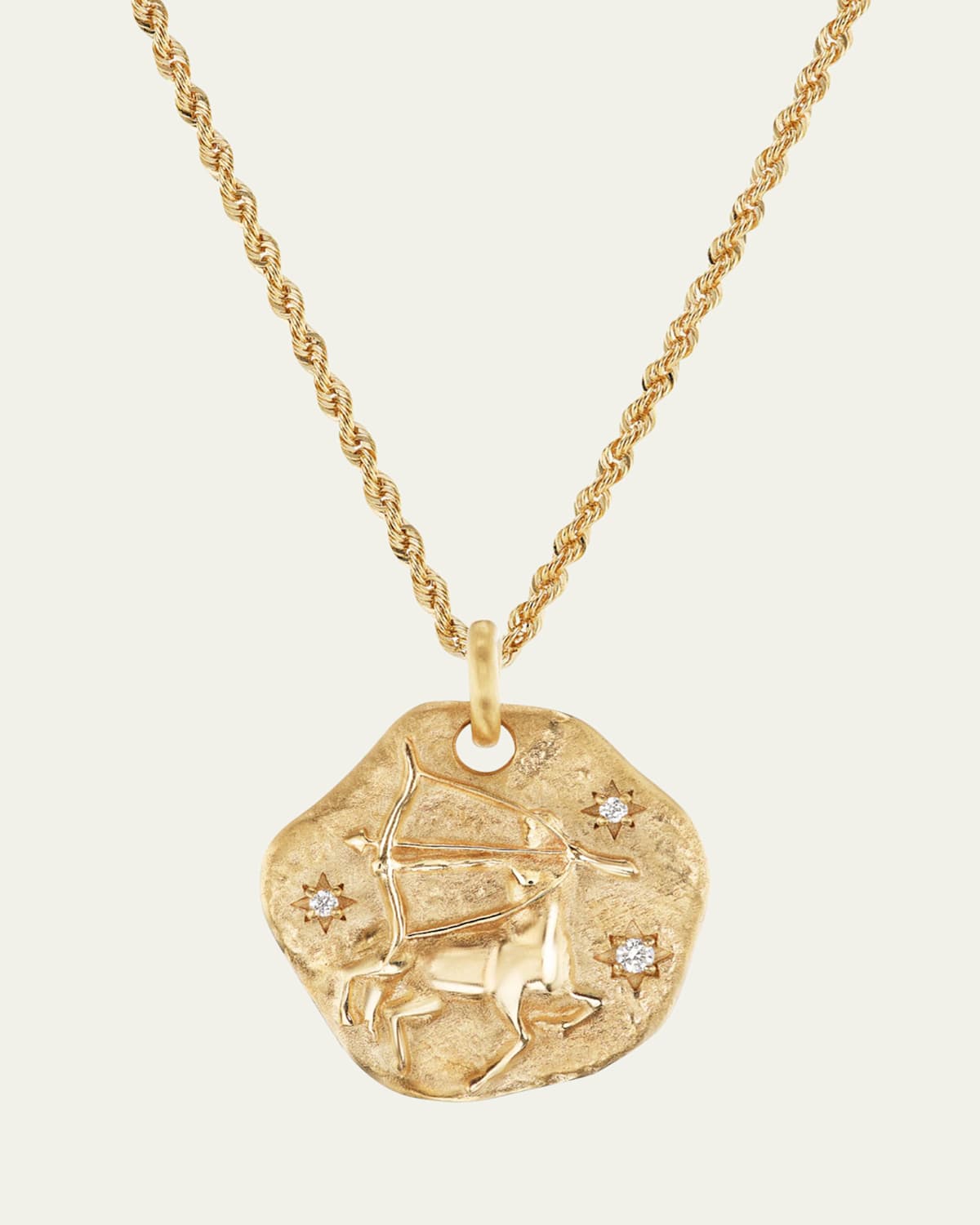 18K Yellow Gold Large Diamond Zodiac Pendant Necklace