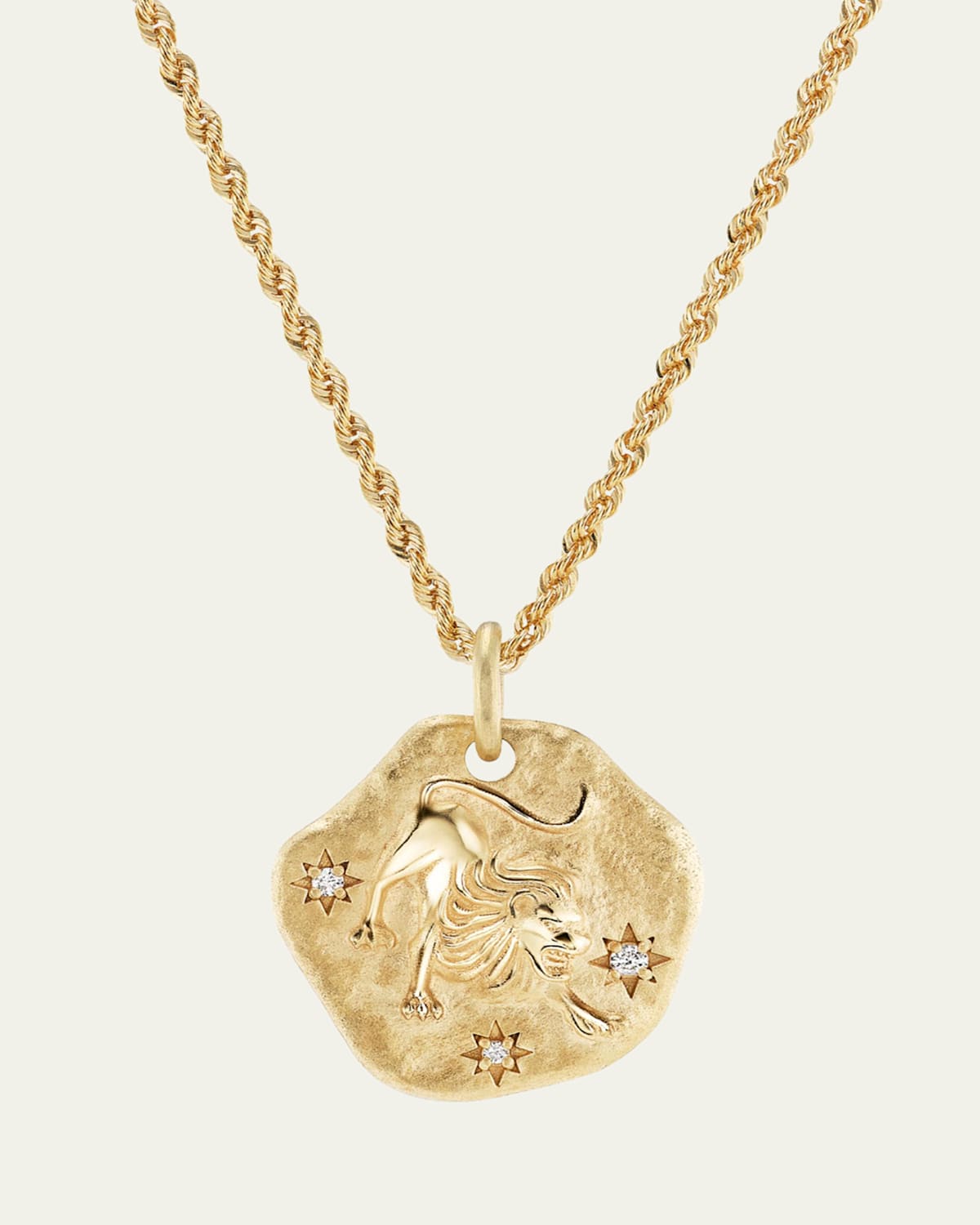 18K Yellow Gold Large Diamond Zodiac Pendant Necklace