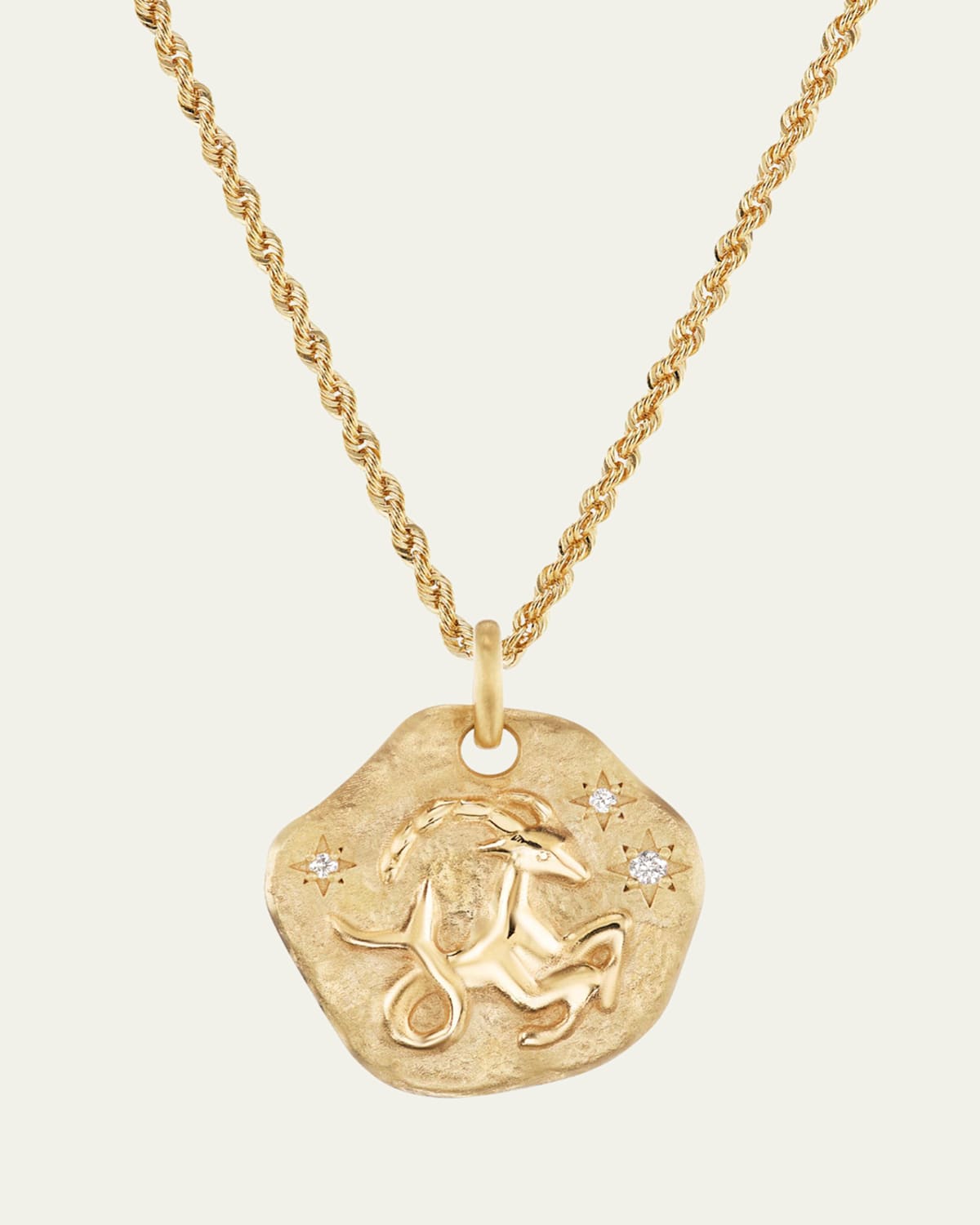 18K Yellow Gold Large Diamond Zodiac Pendant Necklace