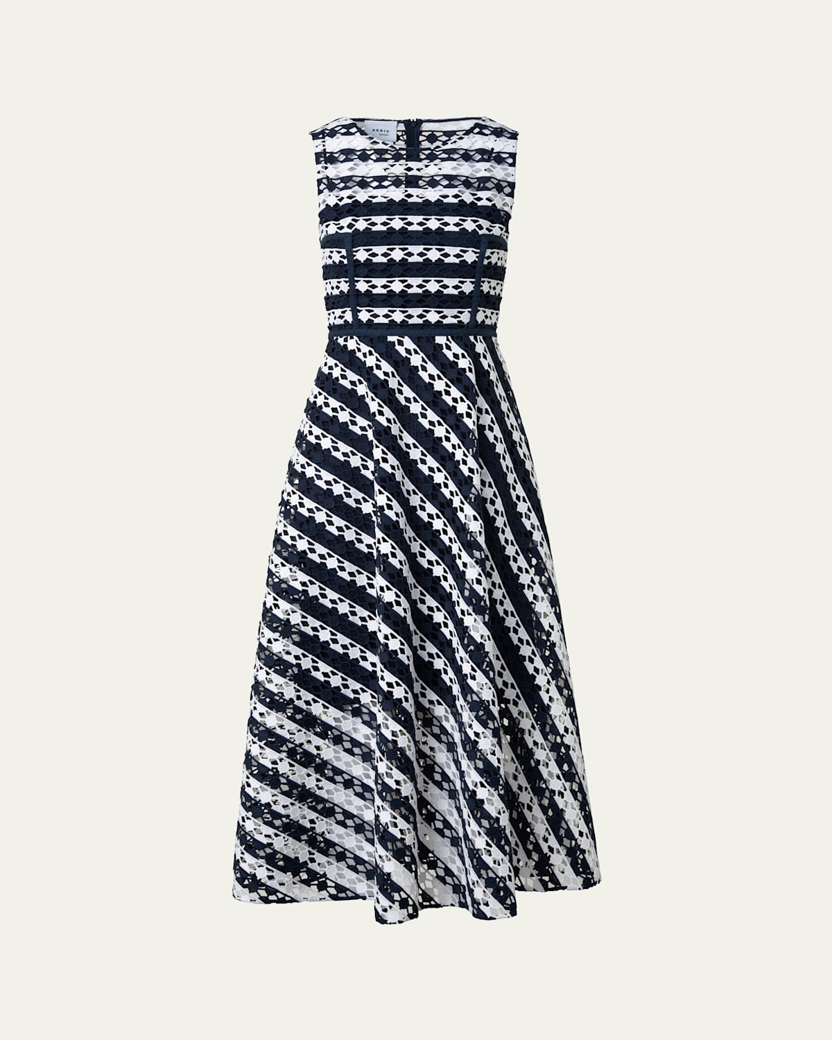 Dot Cut-Out Guipure Fit-Flare Midi Dress