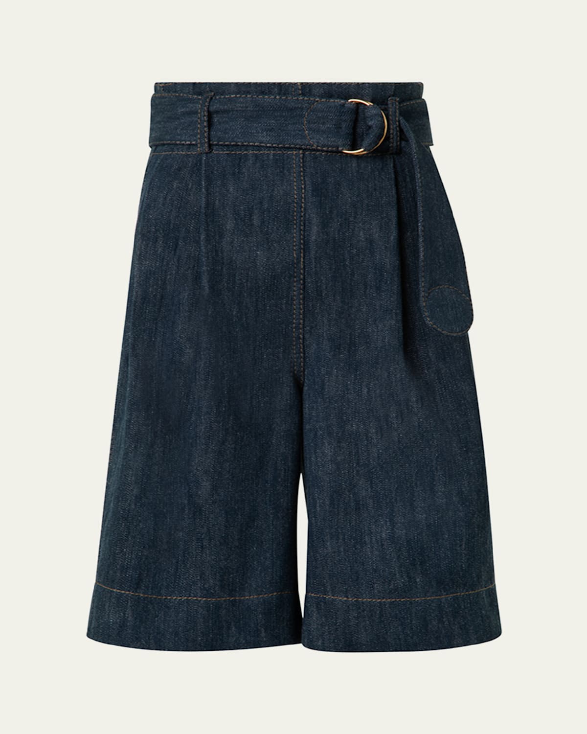 Fioretta Belted Sailor Denim Bermuda Shorts
