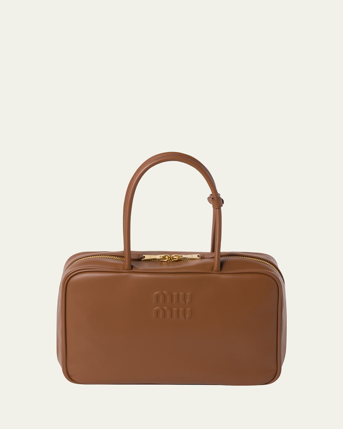 Miu Miu Beau Large Bag In Cognac Colour Leather In Cognac