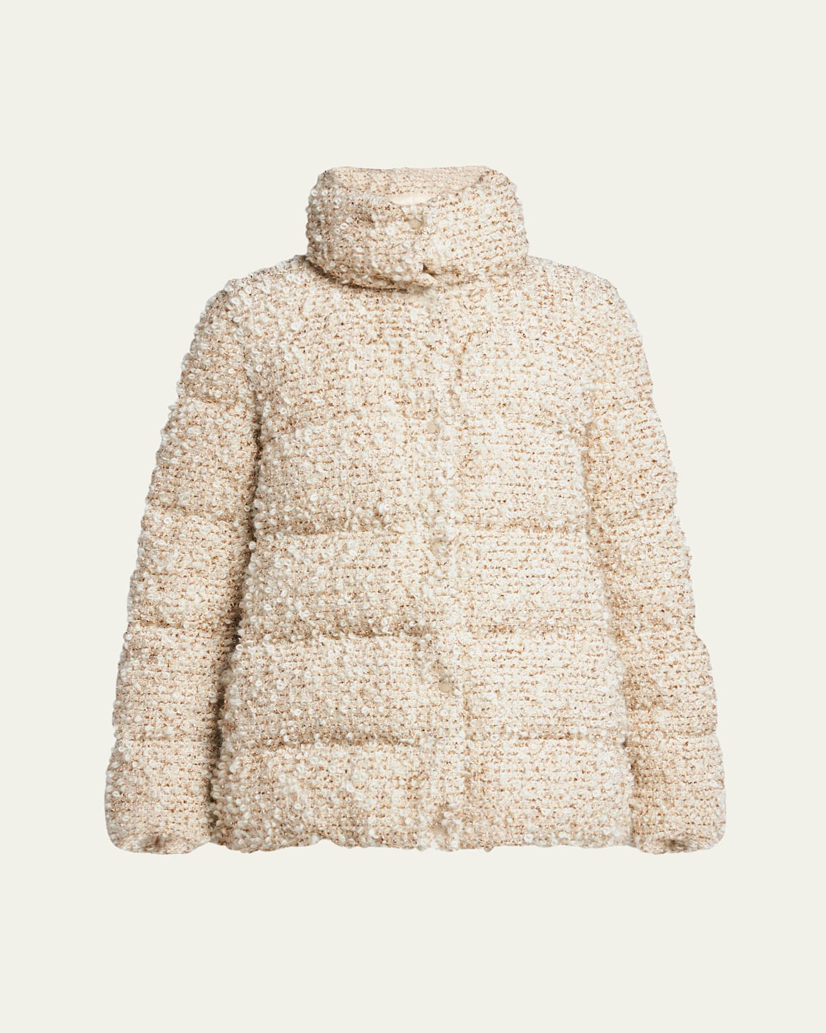 Moncler Cochevisse Lurex Boucle Puffer Jacket In Light Beige