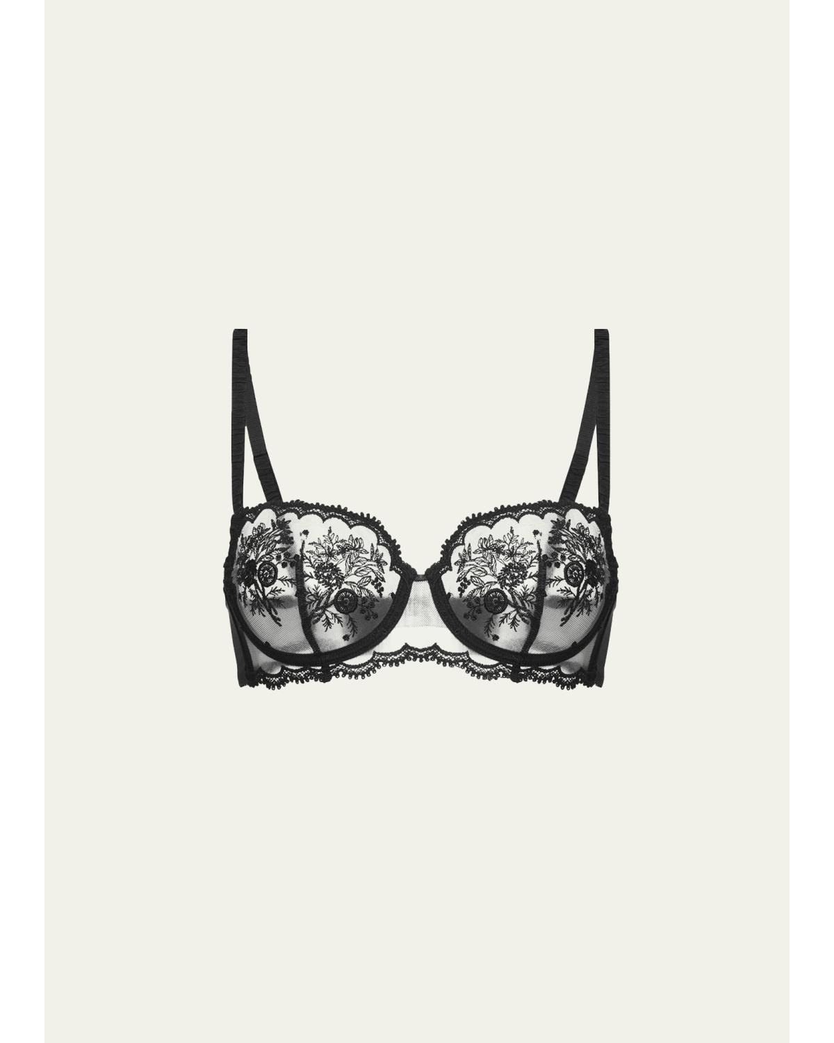 Intrigue Floral-Embroidered Demi Bra