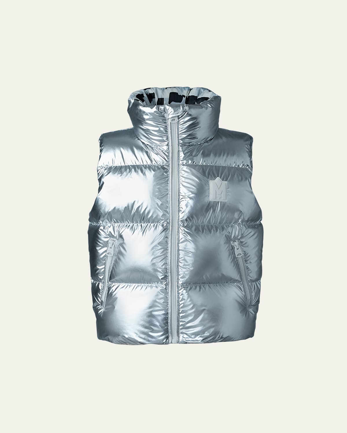 Kid's Charlee Metallic Puffer Vest, Size 8-14
