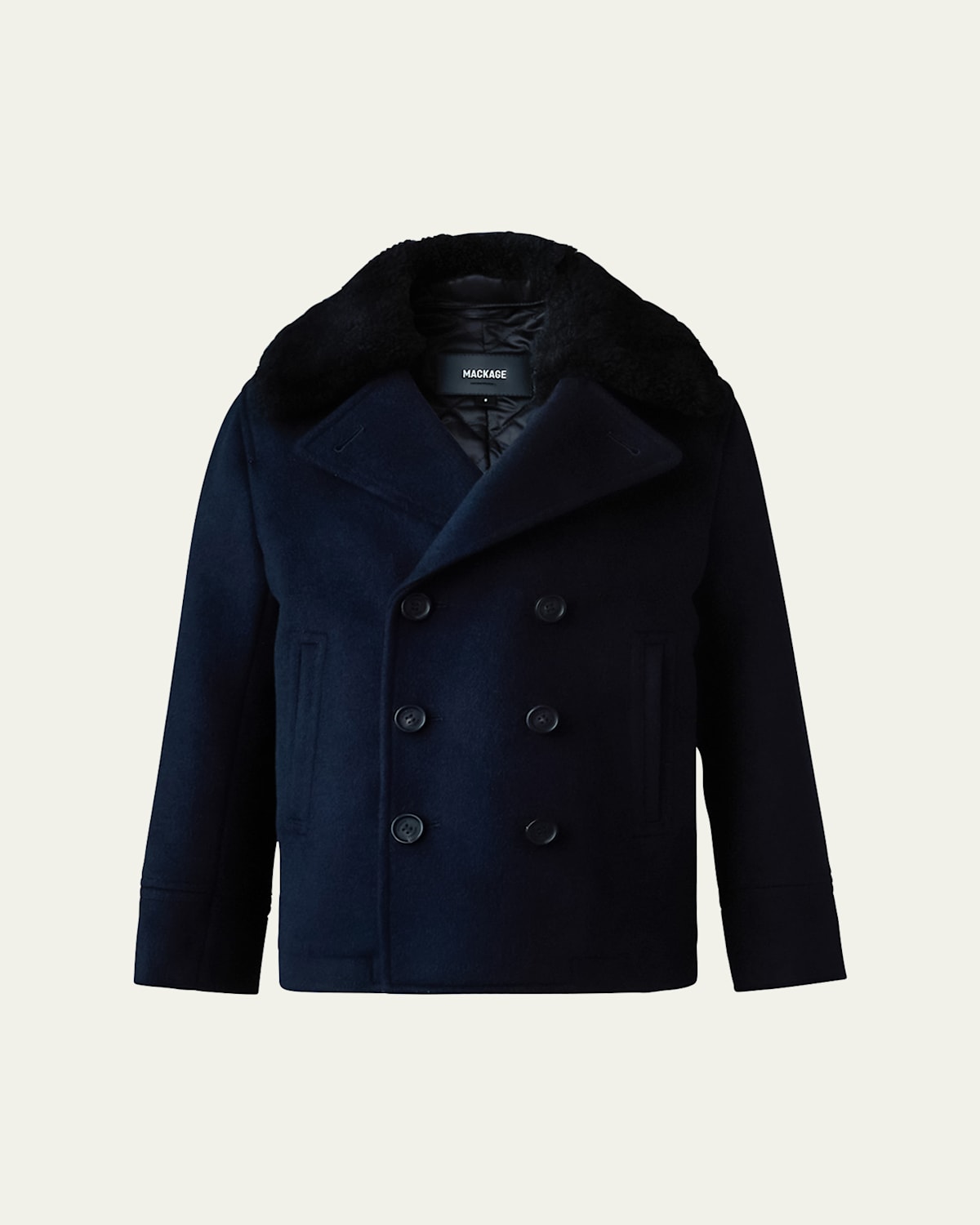 Mackage Unisex Camden Wool Blend Shearling Collar Peacoat - Big Kid In Navy
