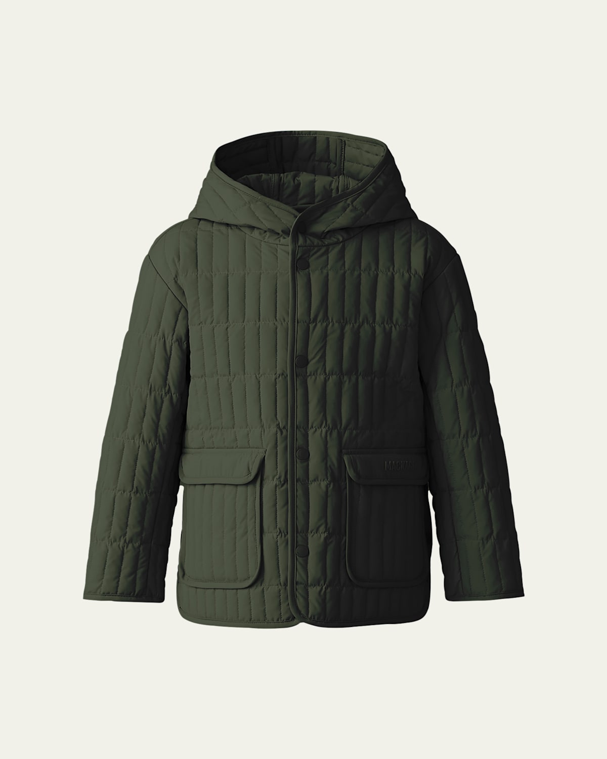 Mackage Kid's Spencer Light Down Vertically Quilted Jacket In Light Military