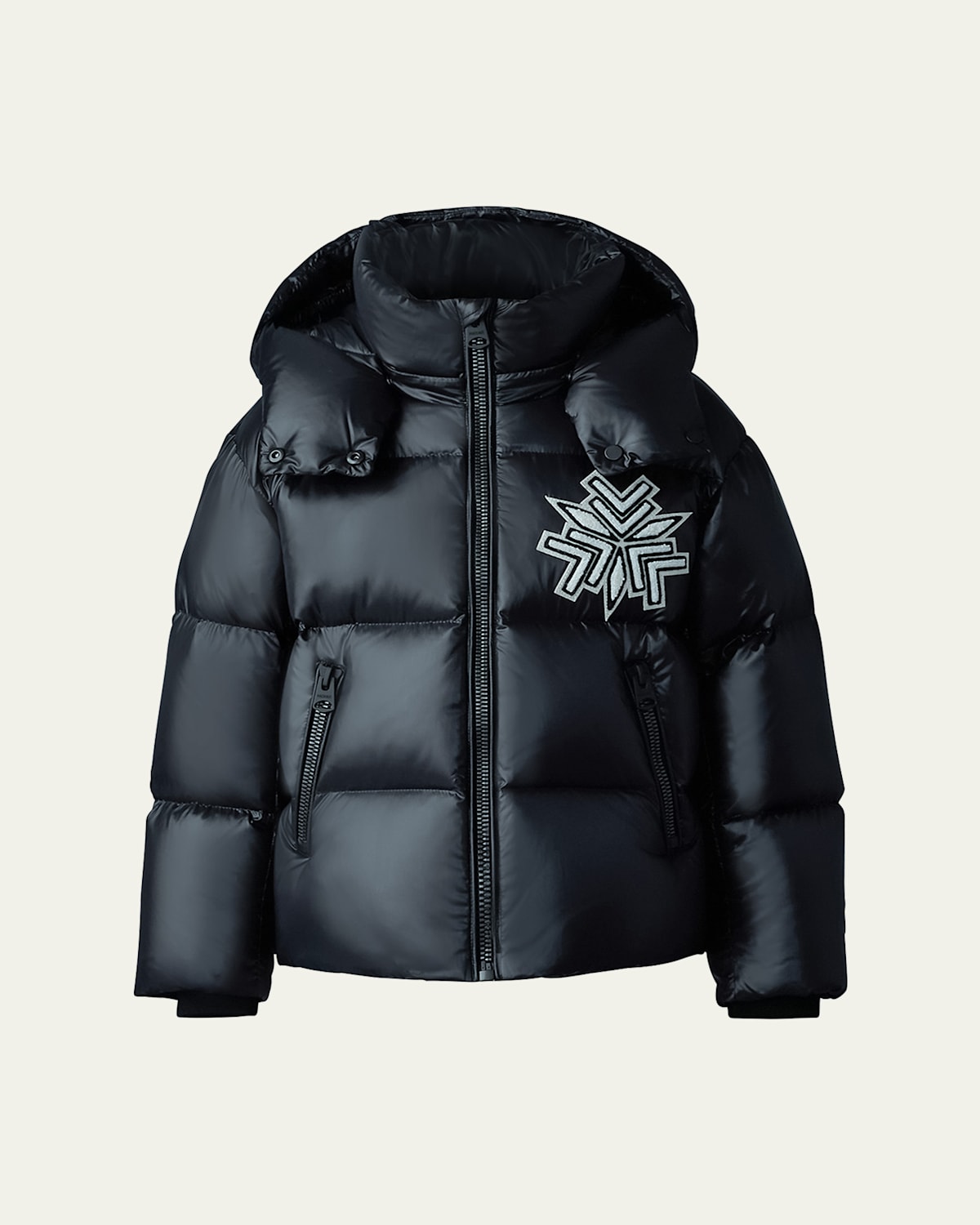 Kid's Jesse Puffer Jacket W/ Silicone Snowflake Patch, Size 8-14