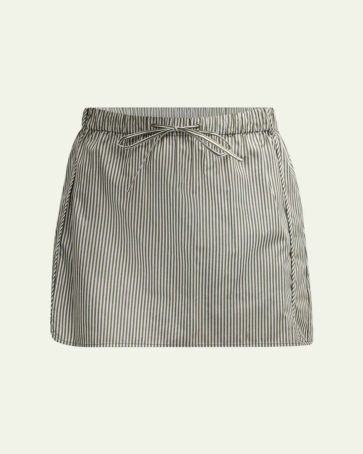SIMKHAI SHIORI DRAWSTRING COTTON STRIPE MINI SKIRT 
