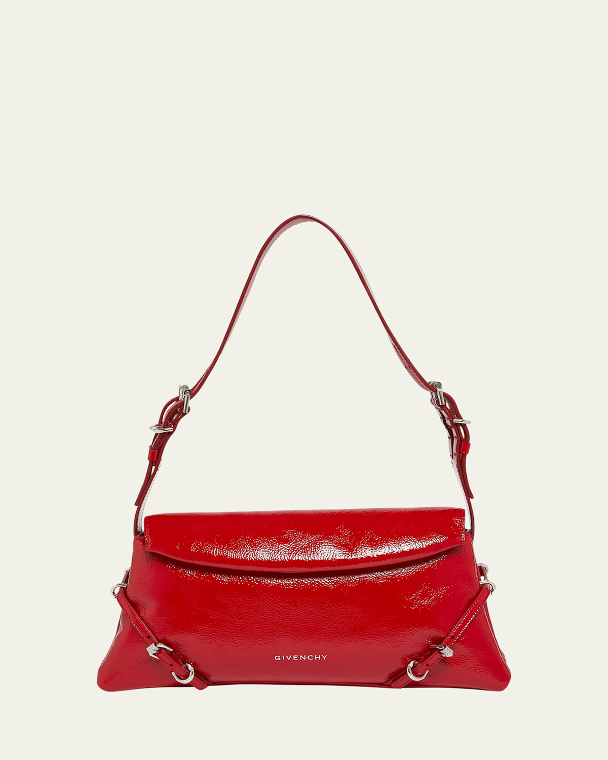 Givenchy Voyou Small Shoulder Bag In Leather In Vermillon