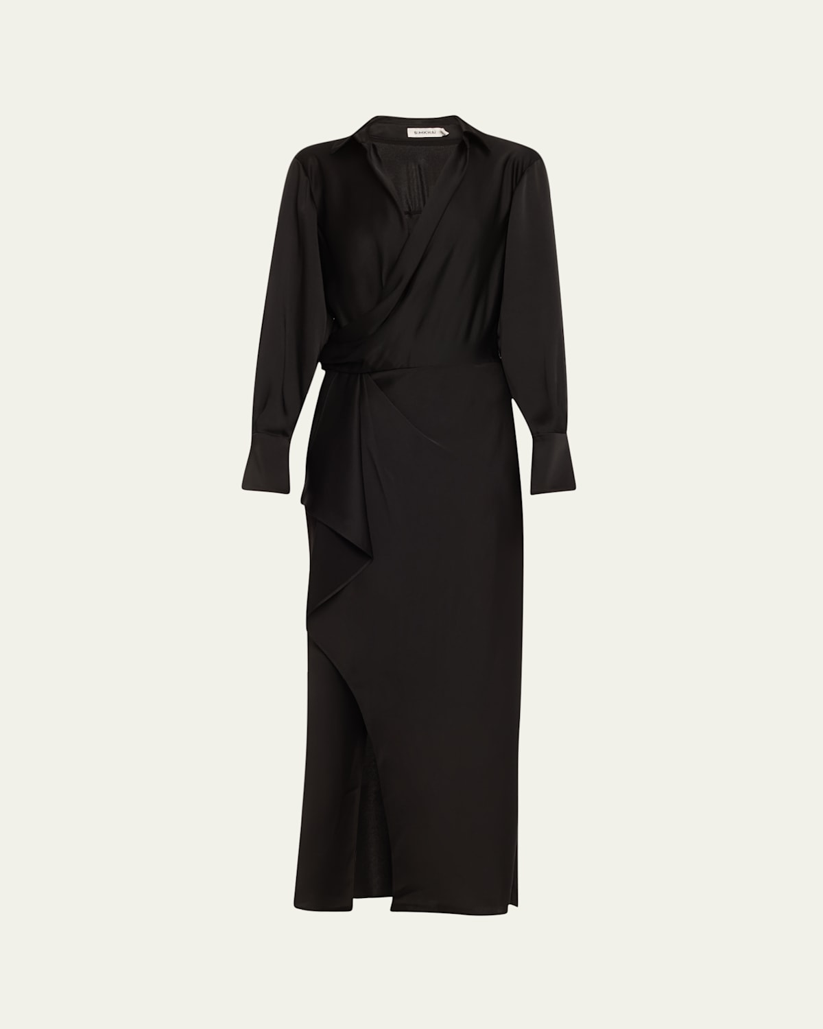 Shop Simkhai Talita Drape-front Midi Dress In Black
