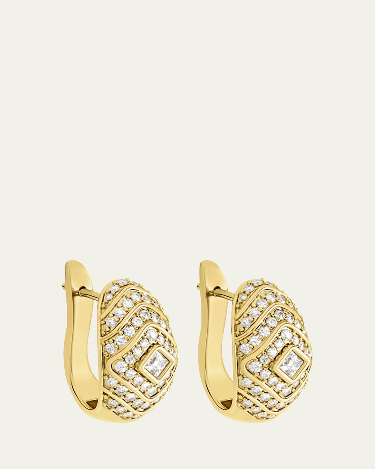 18K Yellow Gold Veni Pave Diamond Stud Earrings