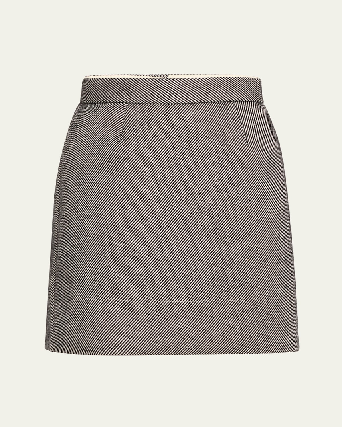 Stripe High Waisted Oversized Wool Mini Skirt