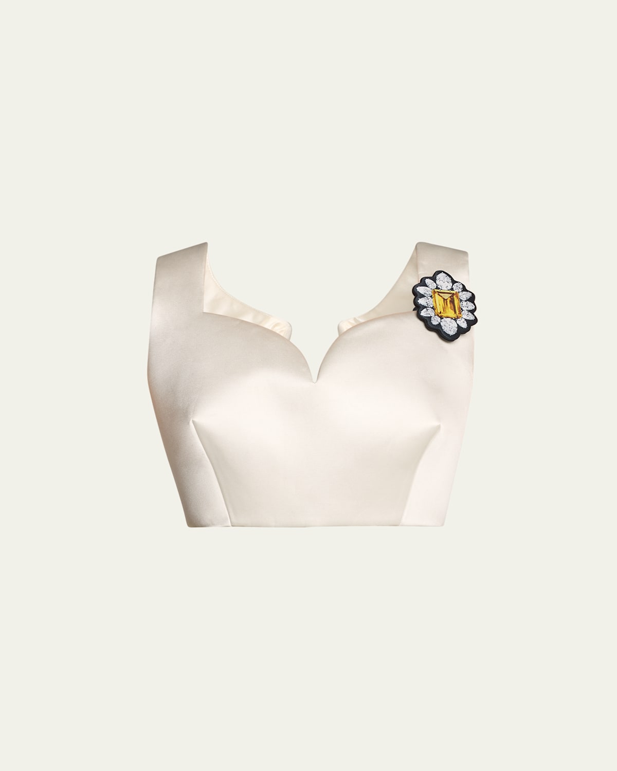 Oversized Cropped Top with Brooch