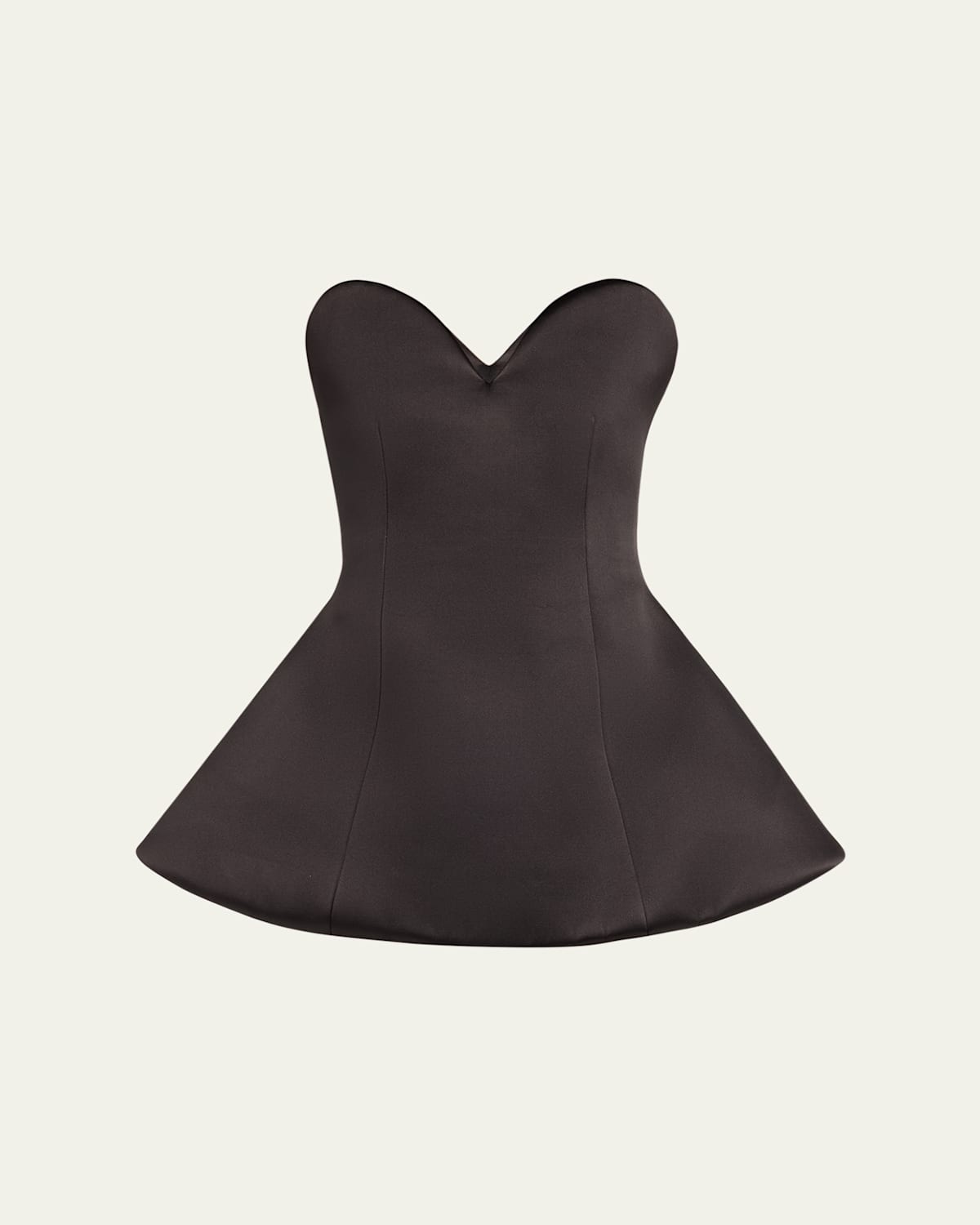Strapless Satin Sculptural Mini Flared Dress