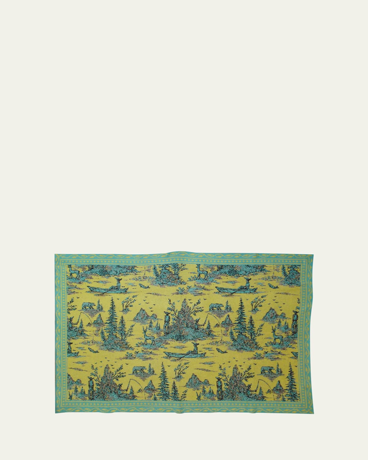 x Lukas The Illustrator Mountain Man Cashmere Throw, 51" x 71"