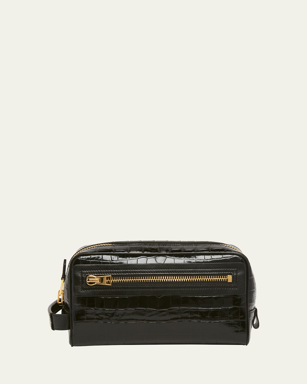 Men's Crocodile-Print Leather Toiletry Case