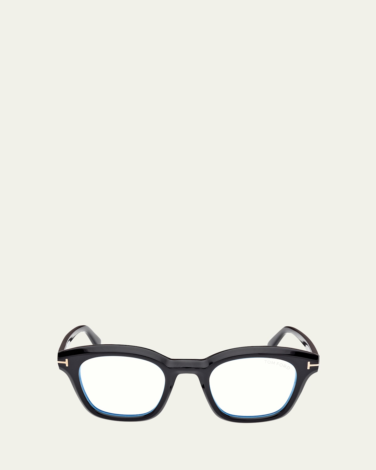 Tom Ford Men's Acetate Blue Blocking Square Glasses In Shiny Black