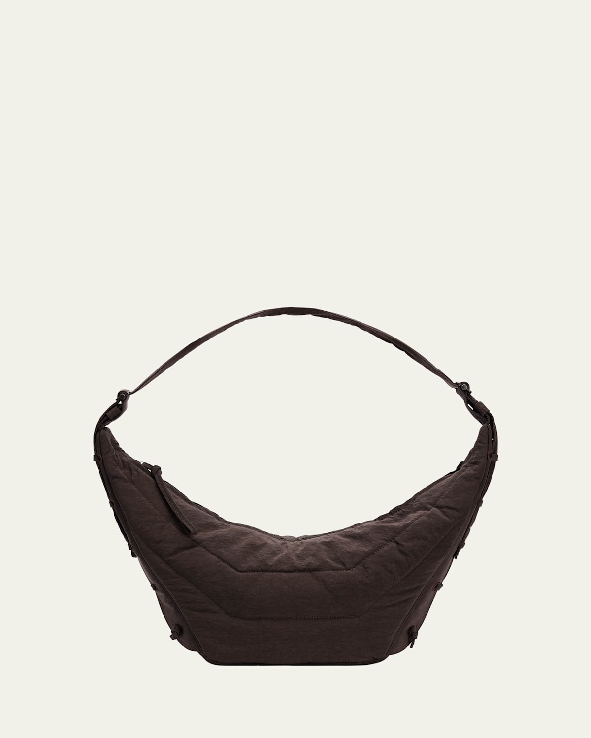Lemaire Men's Medium Soft Game Shoulder Bag In Dark Chocolate