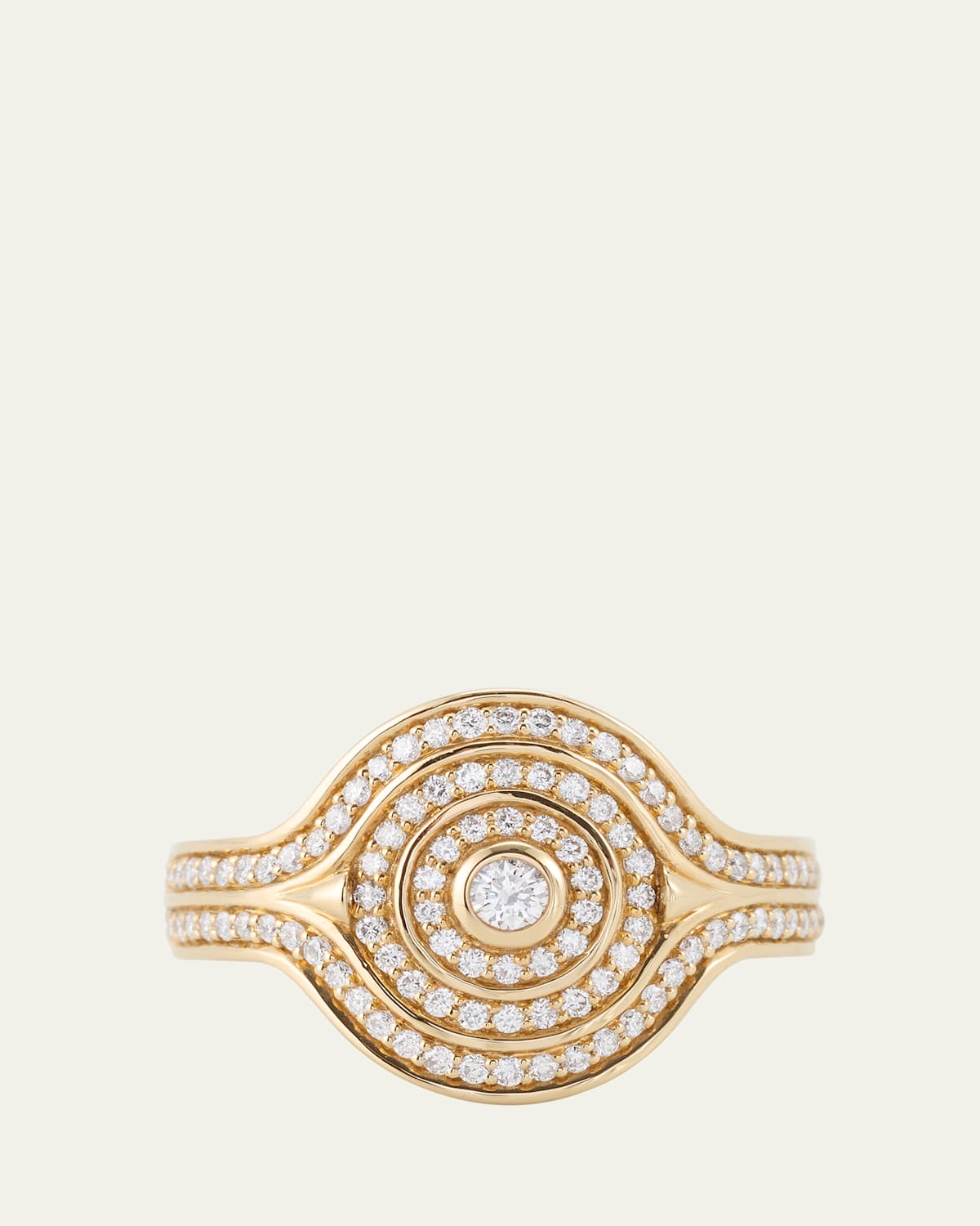18K Yellow Gold Universum Pave Diamond Pinky Ring