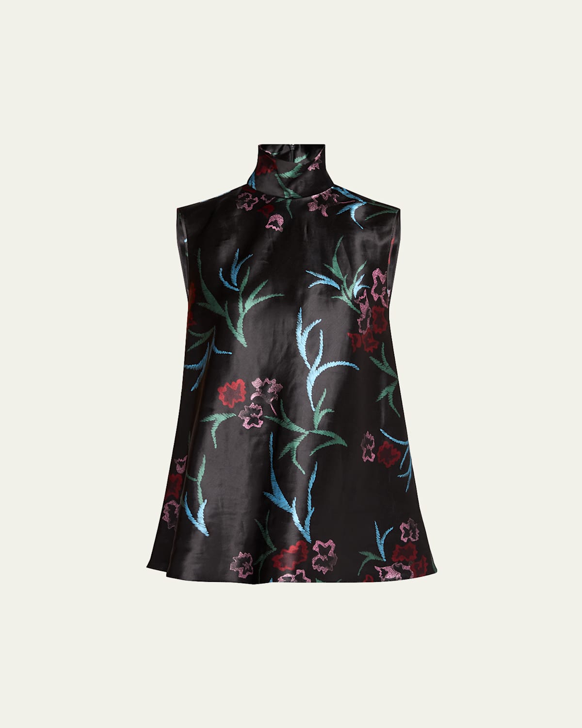 Giorgio Armani Linen And Silk Floral Print Blouse In Blackmulti
