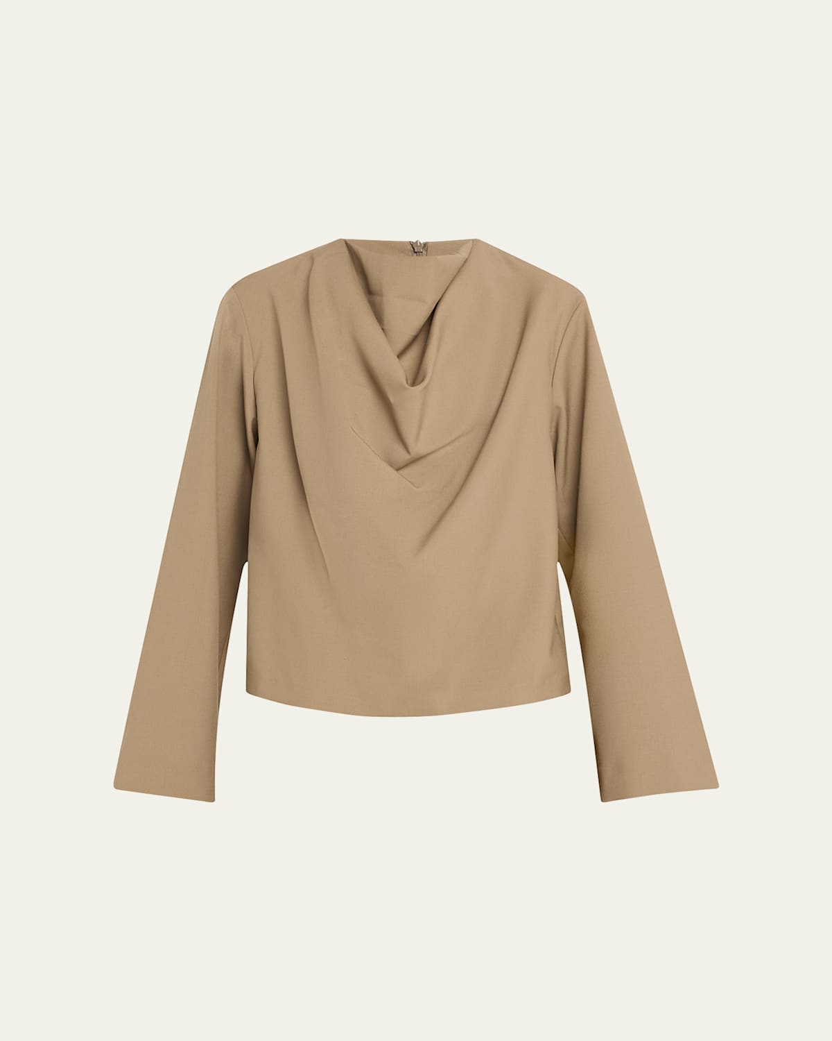 Draped Long-Sleeve Wool Top