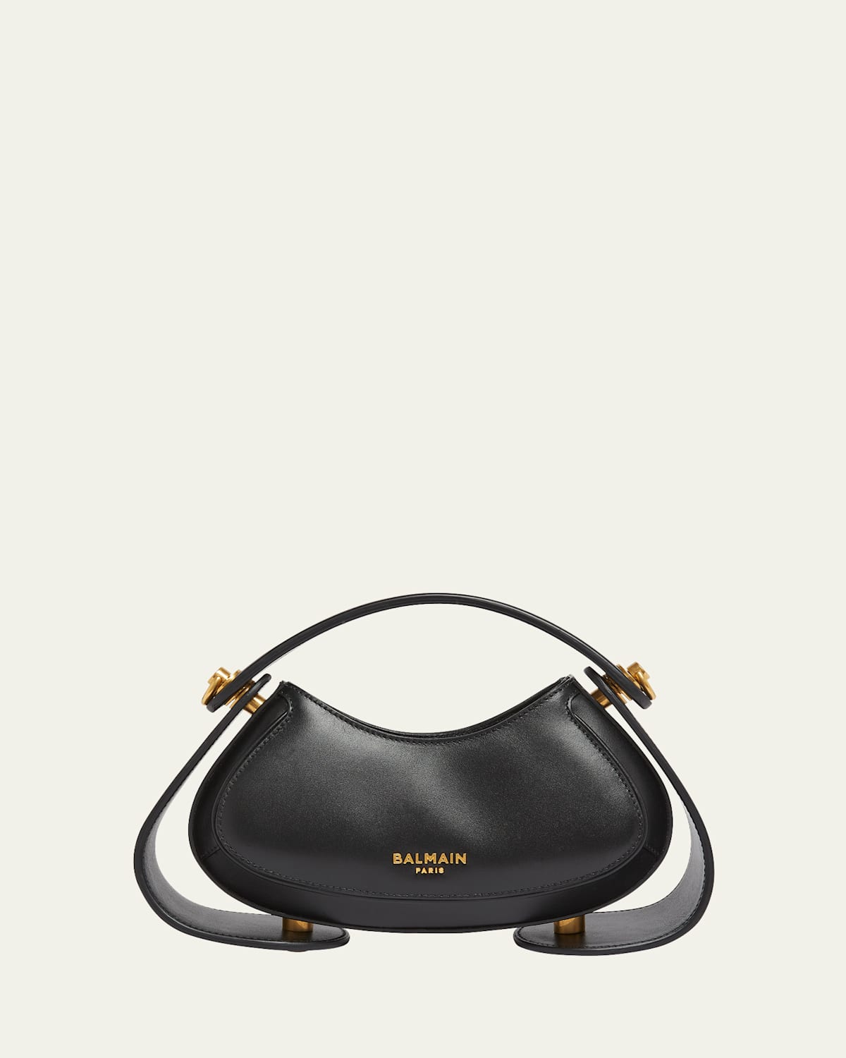Shop Balmain Jolie Madame Small Top-handle Bag In Box Leather In Noir