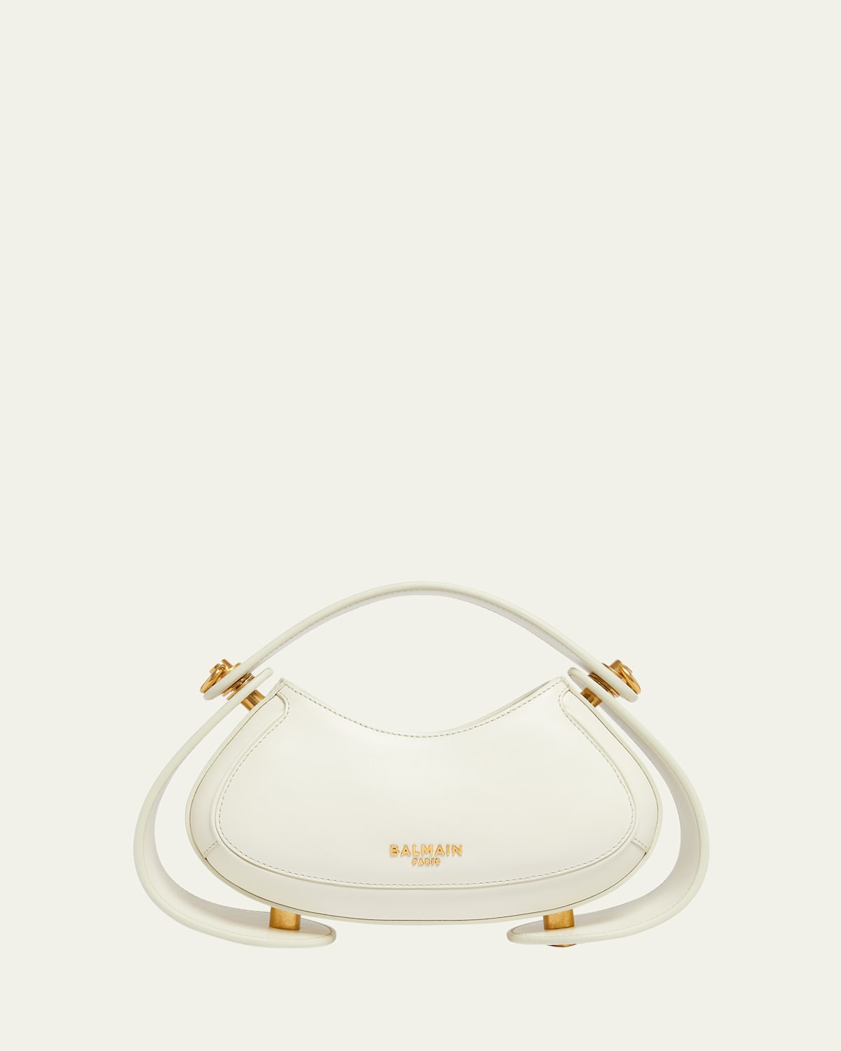 Balmain Jolie Madame Small Top-handle Bag In Box Leather In Creme