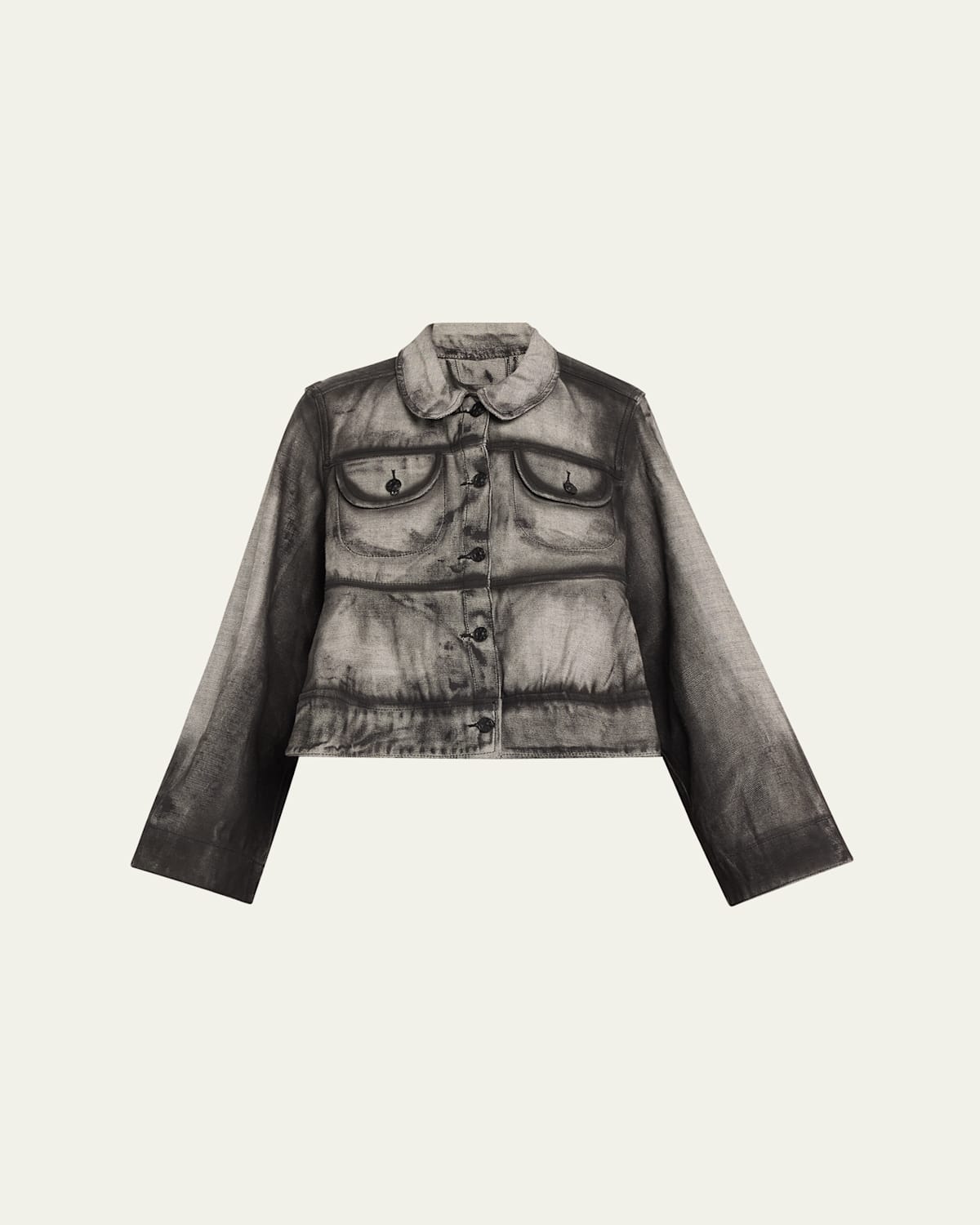 Cropped Denim Peplum Jacket