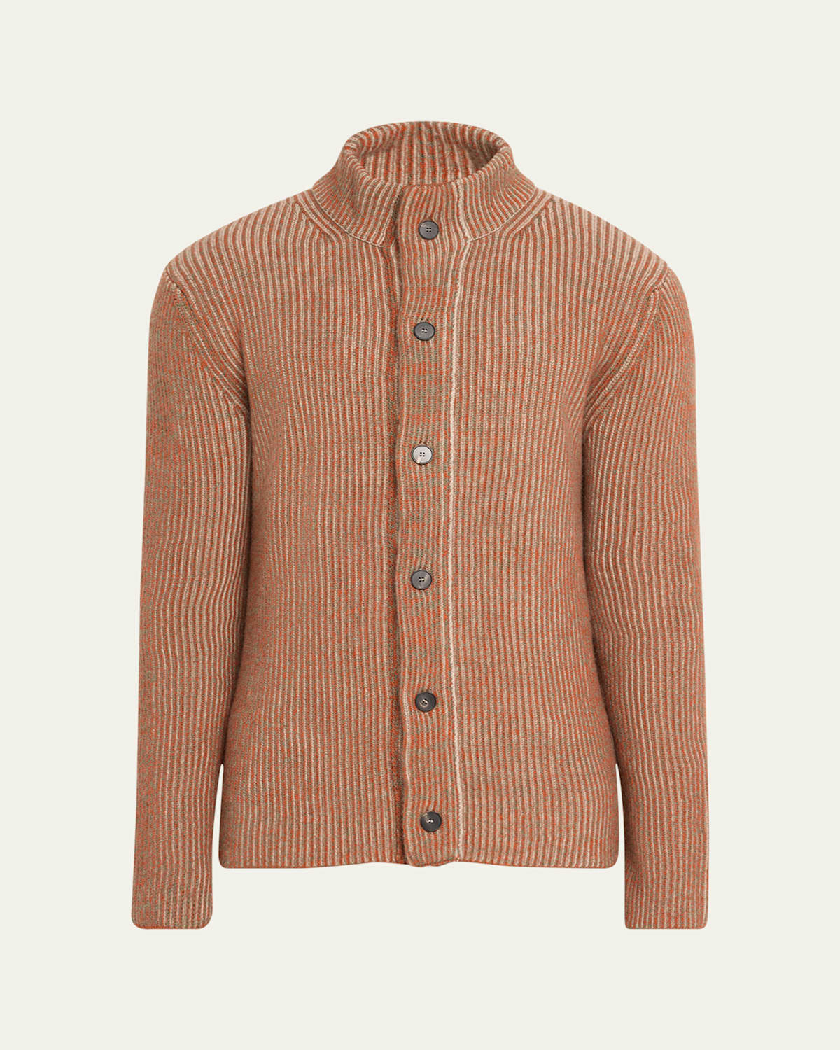 Men's Cashmere Rib Button-Front Cardigan